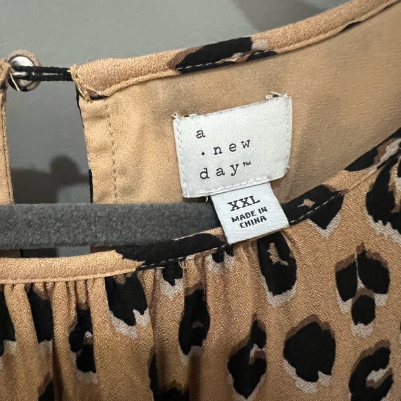 a new day Leopard Print Dress with Puff Sleeve, Ruffle Detail and Tie Waist - Picture 6 of 7